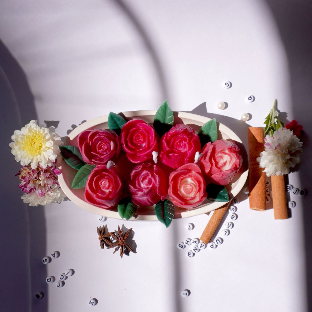 Red Tulip Boat Candle