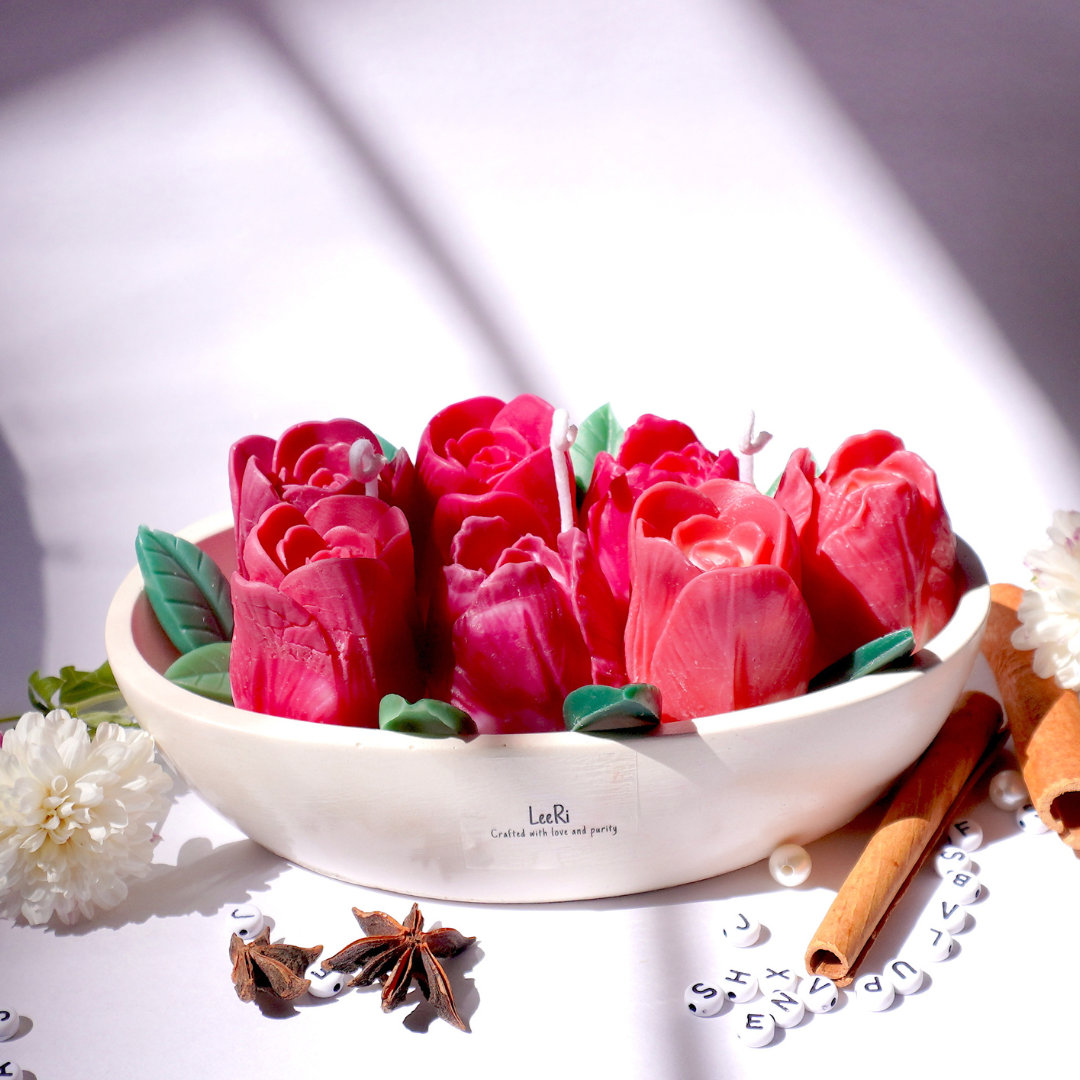 Red Tulip Boat Candle