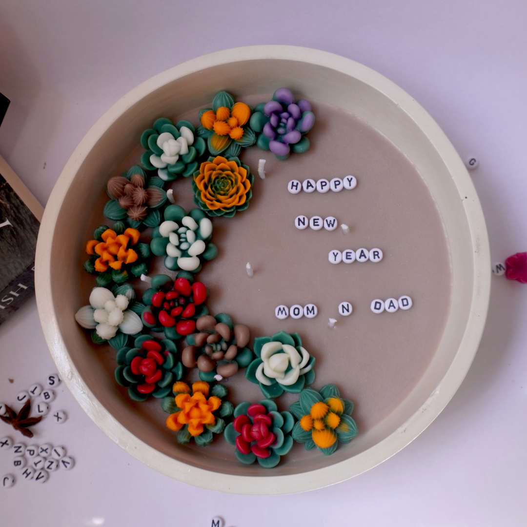 Succulent Message Candle