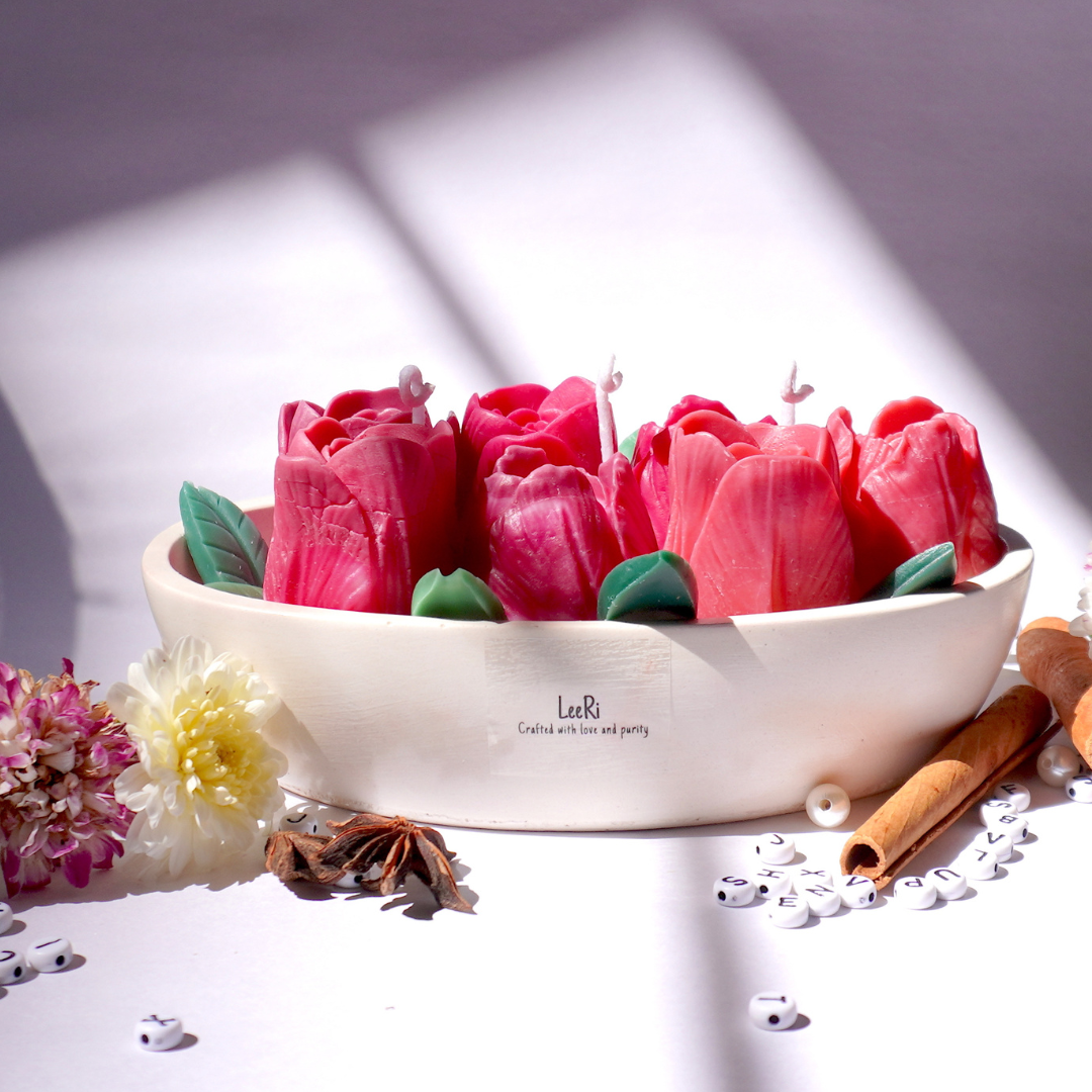 Red Tulip Boat Candle