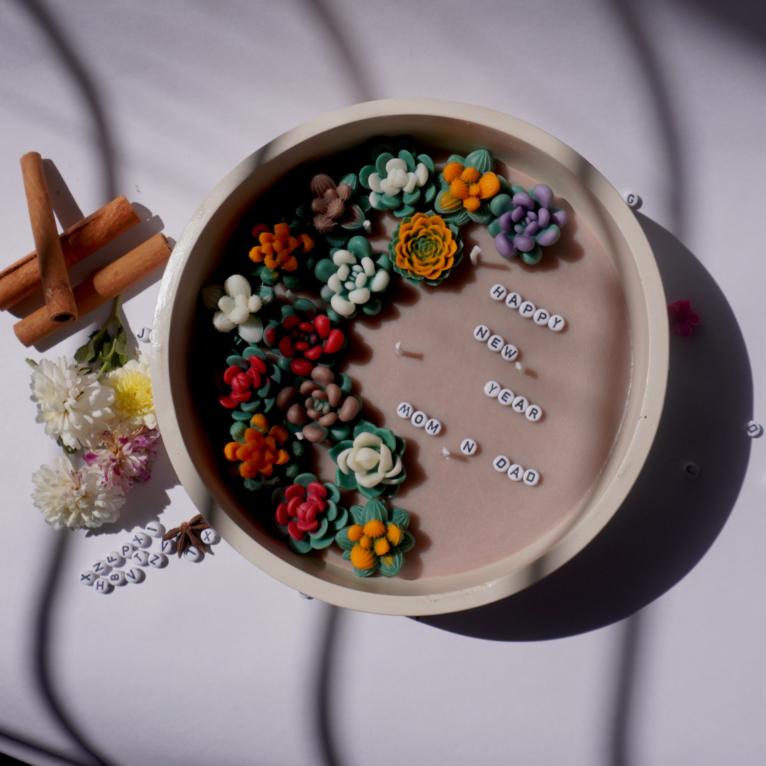 Succulent Message Candle