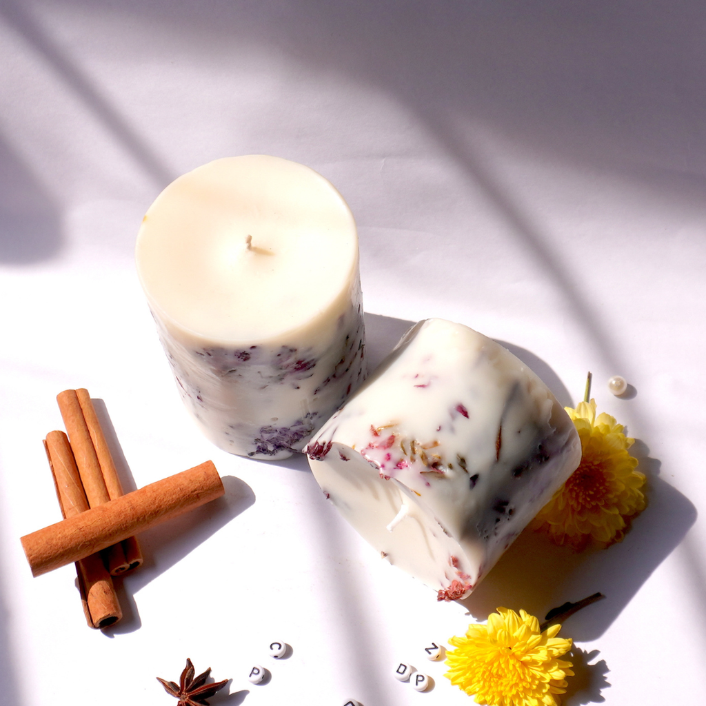 Botanical Chrysantimum Pillar Candle