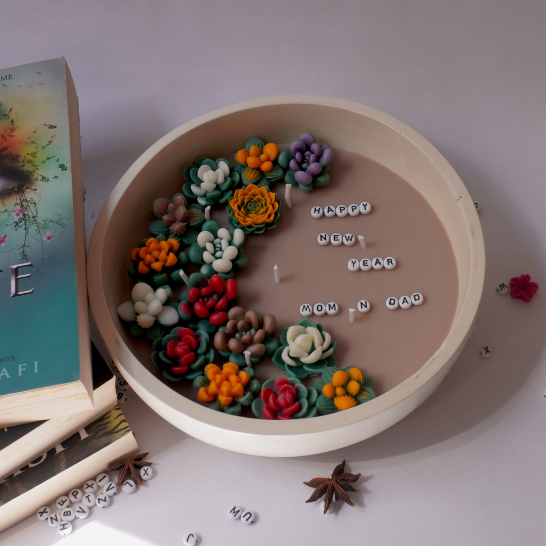 Succulent Message Candle