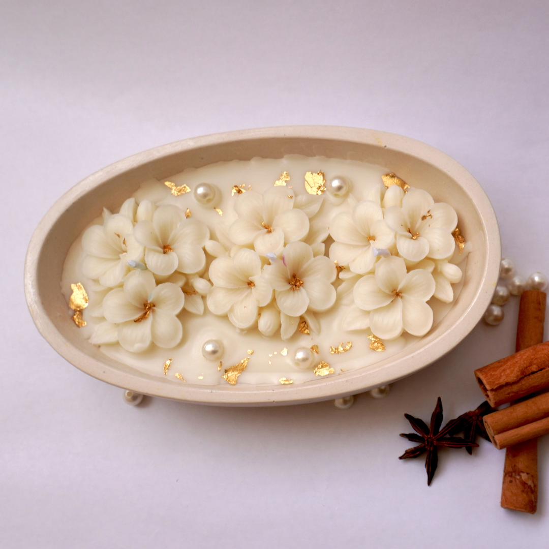 Plumeria Boat Candle