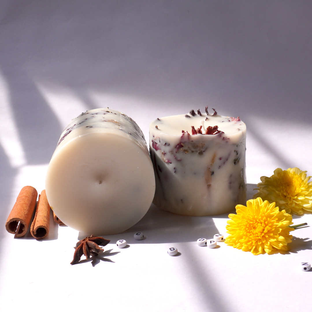 Botanical Chrysantimum Pillar Candle