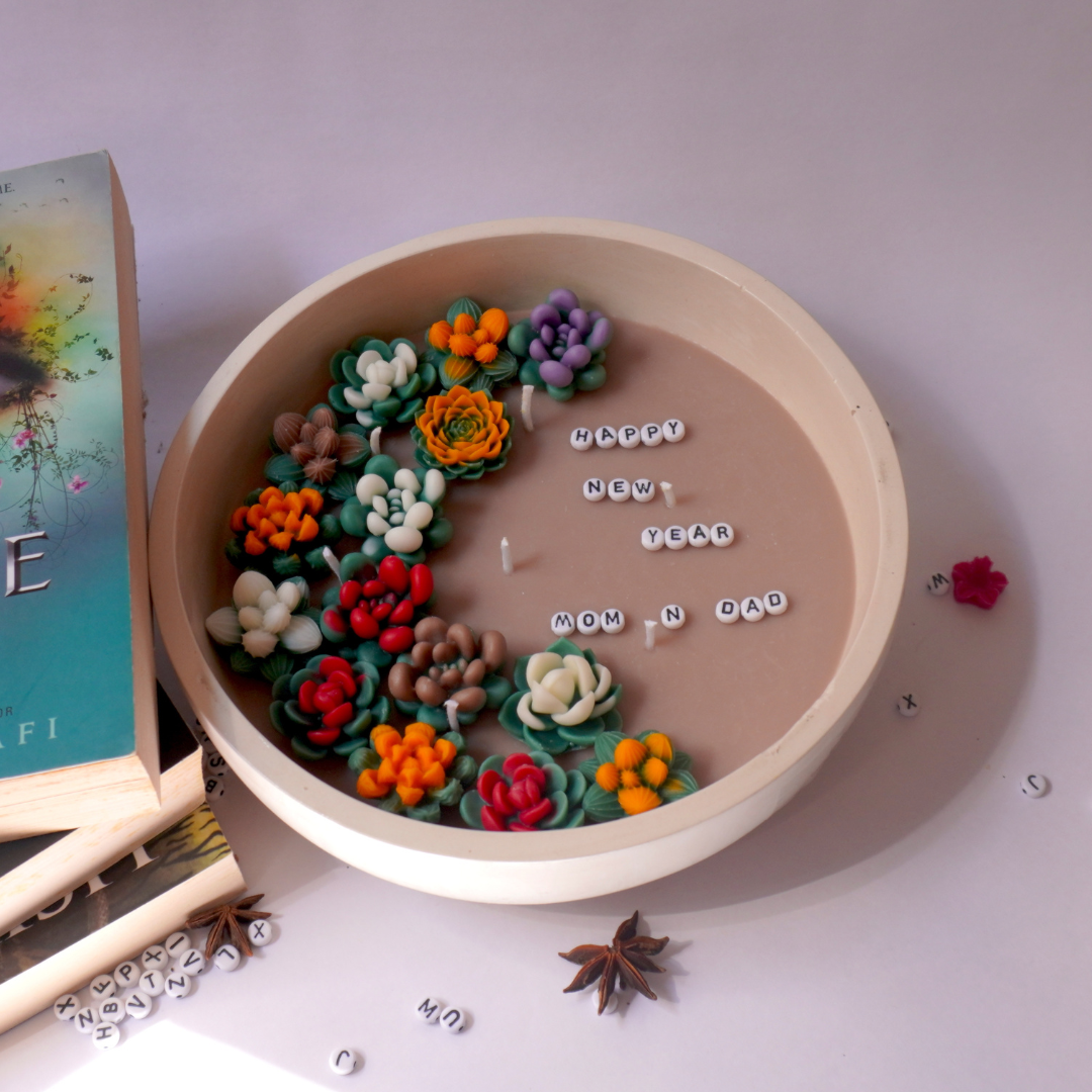 Succulent Message Candle