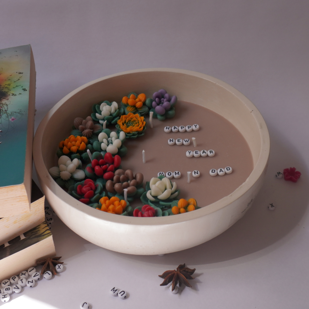 Succulent Message Candle