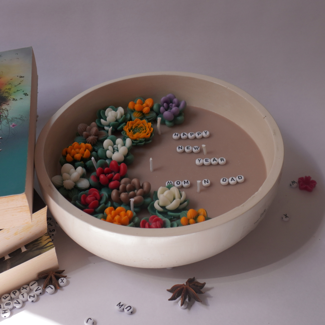 Succulent Message Candle