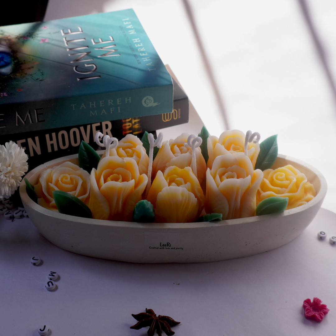 Yellow Tulip Boat Candle