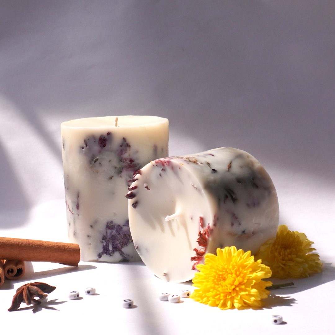 Botanical Chrysantimum Pillar Candle