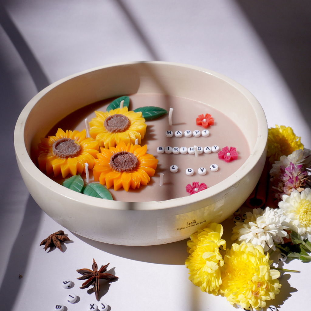 Sun Flower Message Candle