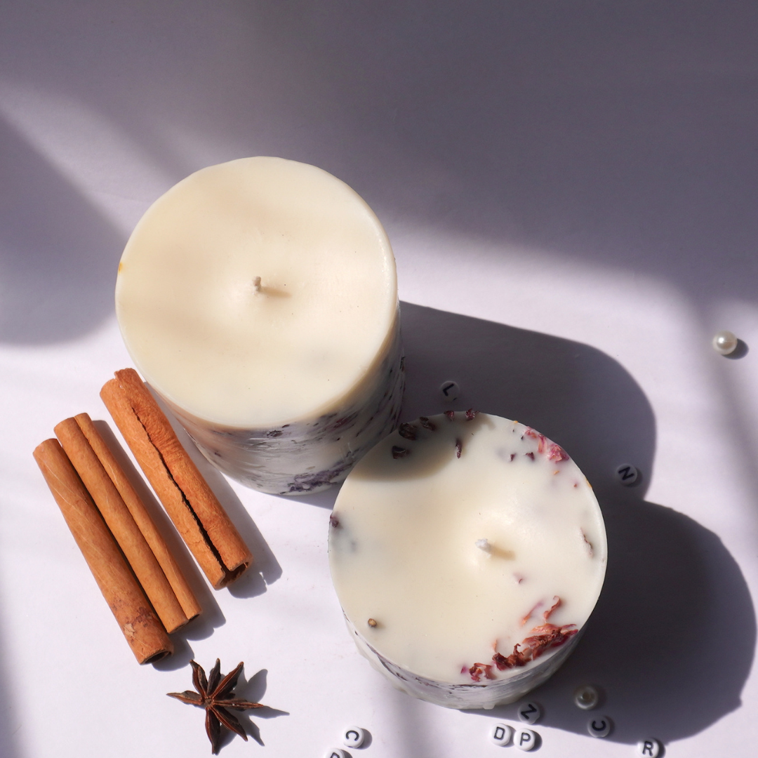 Botanical Chrysantimum Pillar Candle