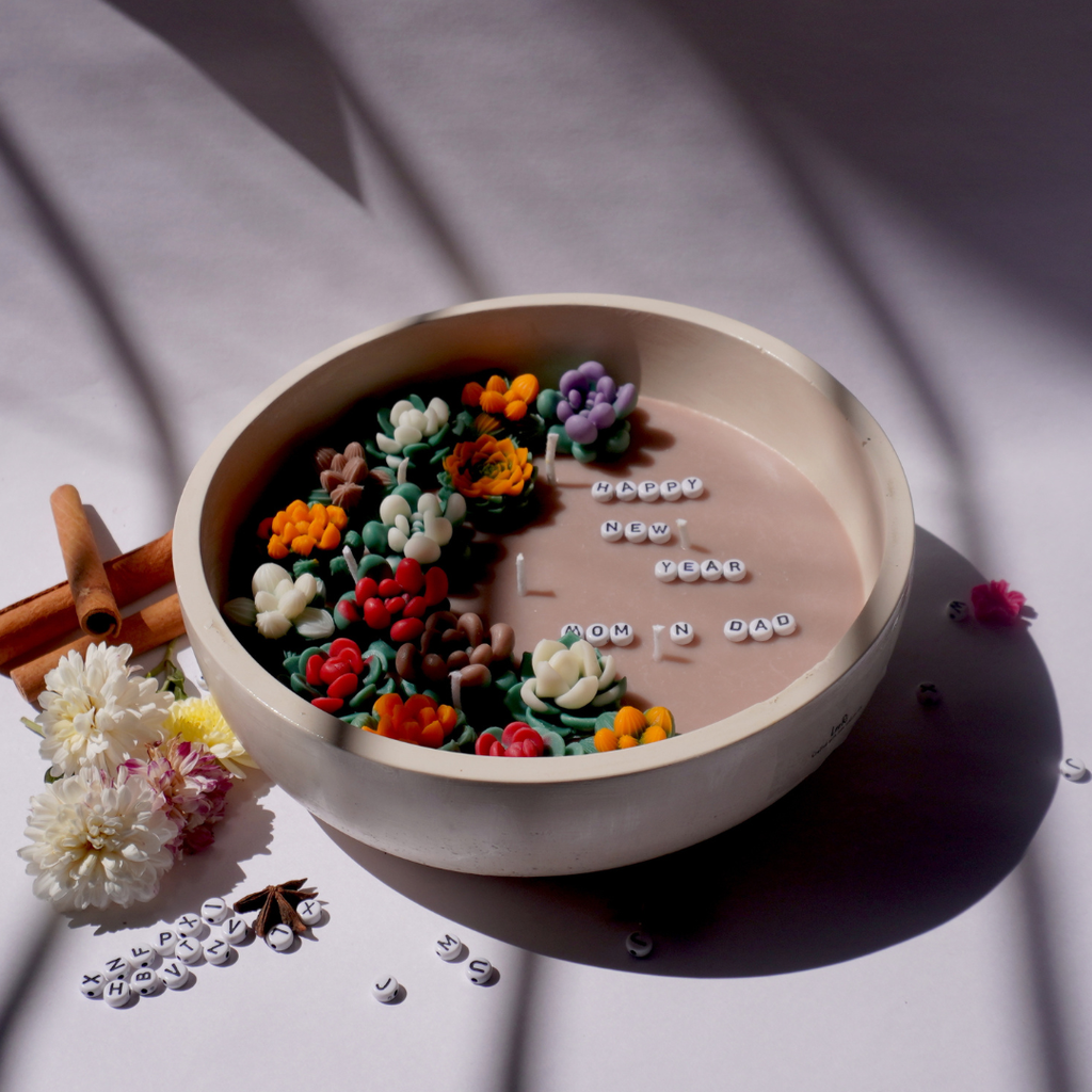 Succulent Message Candle