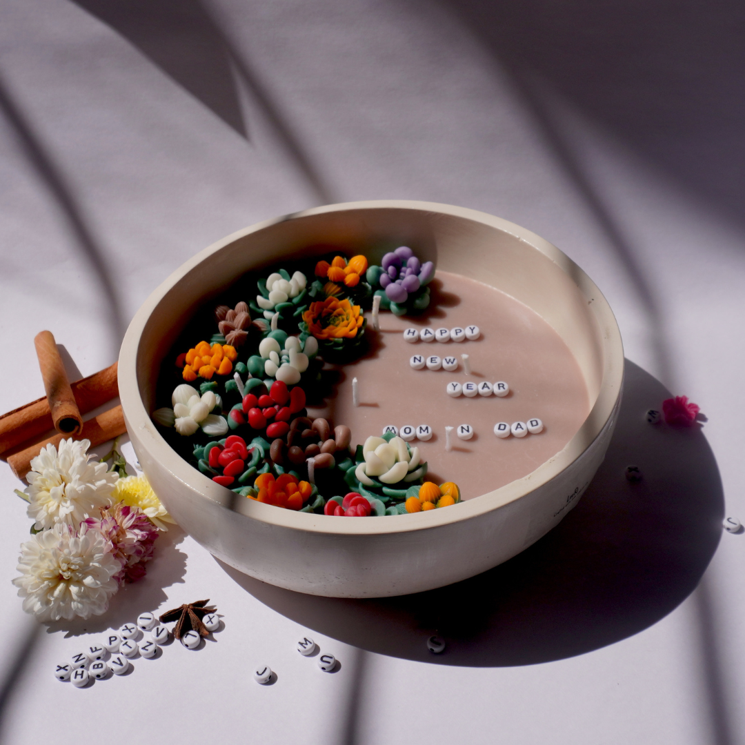 Succulent Message Candle