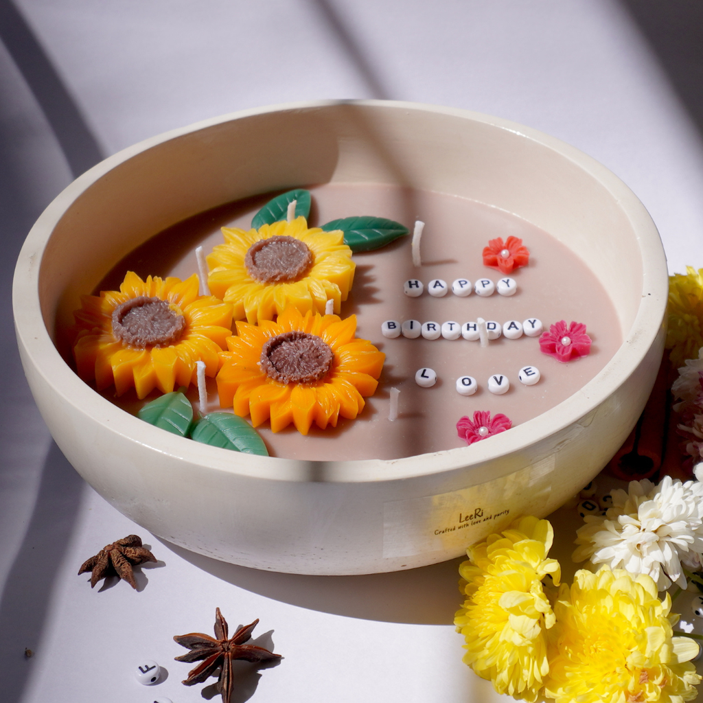 Sun Flower Message Candle
