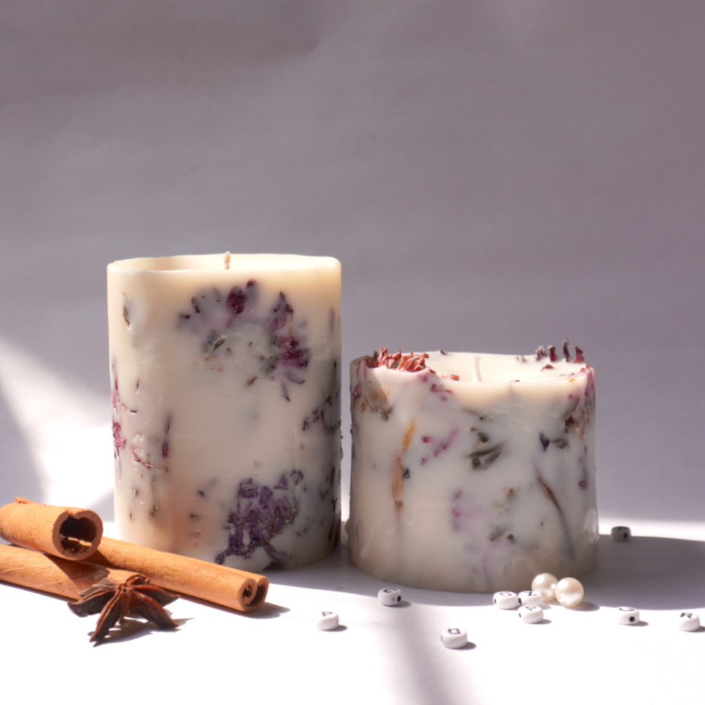 Botanical Chrysantimum Pillar Candle