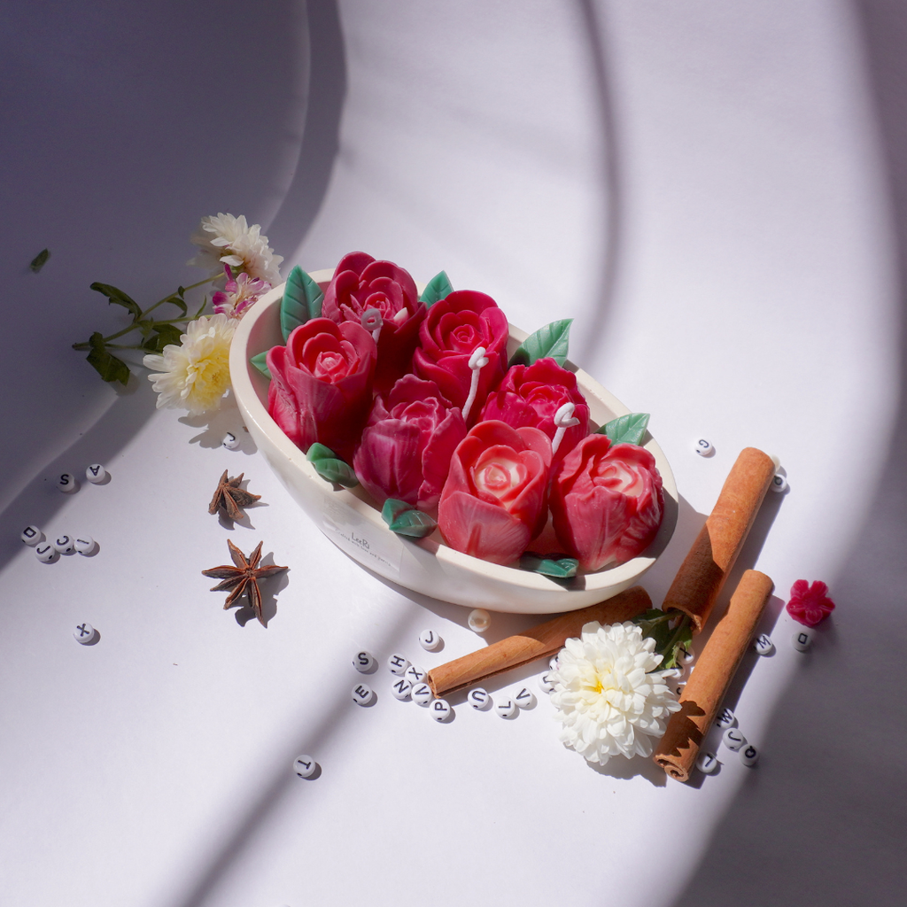 Red Tulip Boat Candle
