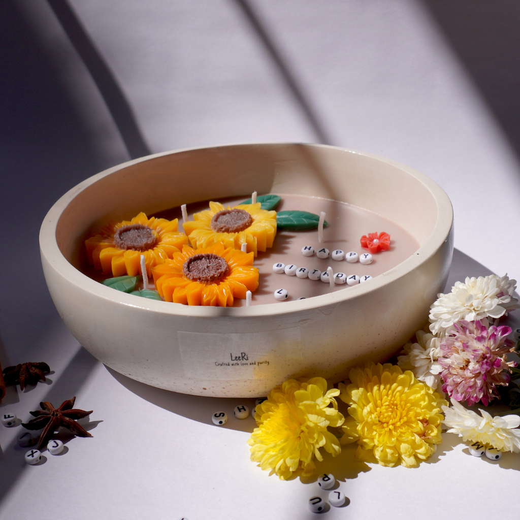 Sun Flower Message Candle
