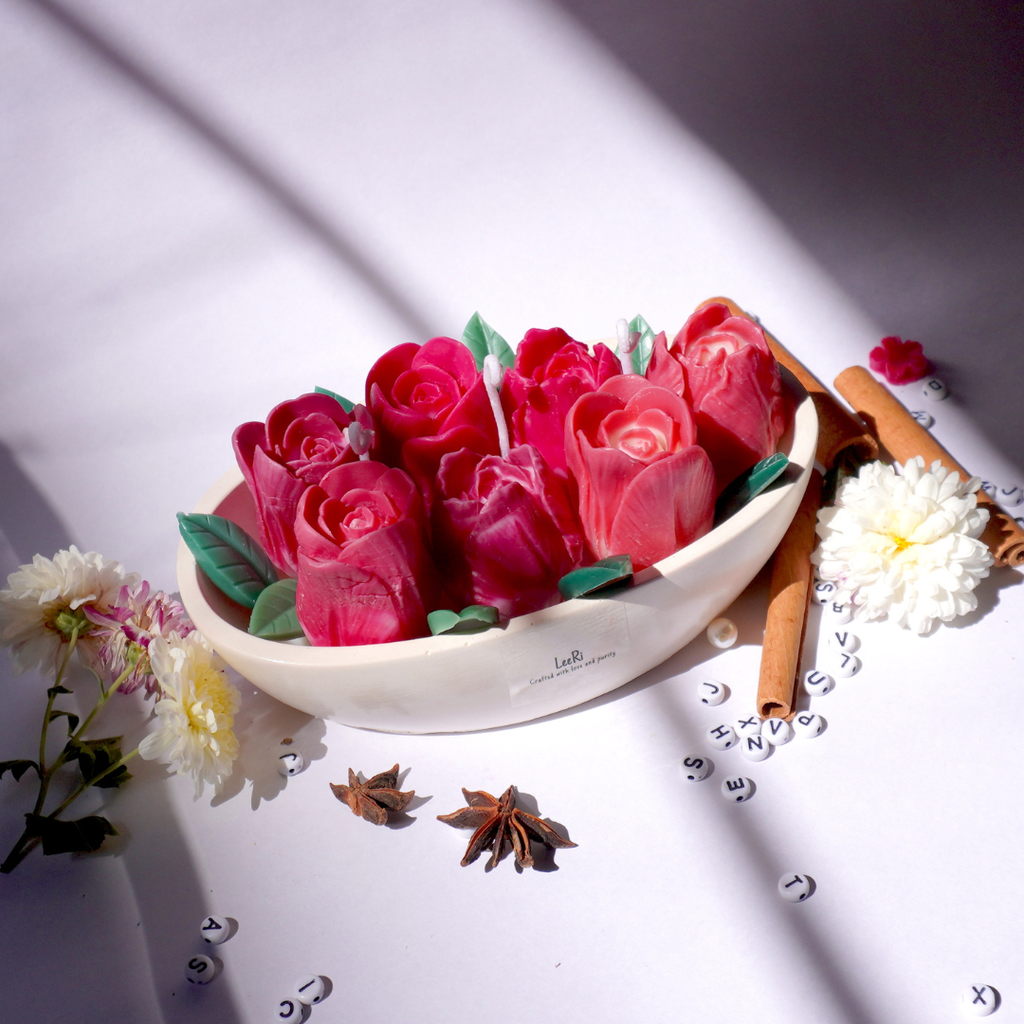 Red Tulip Boat Candle
