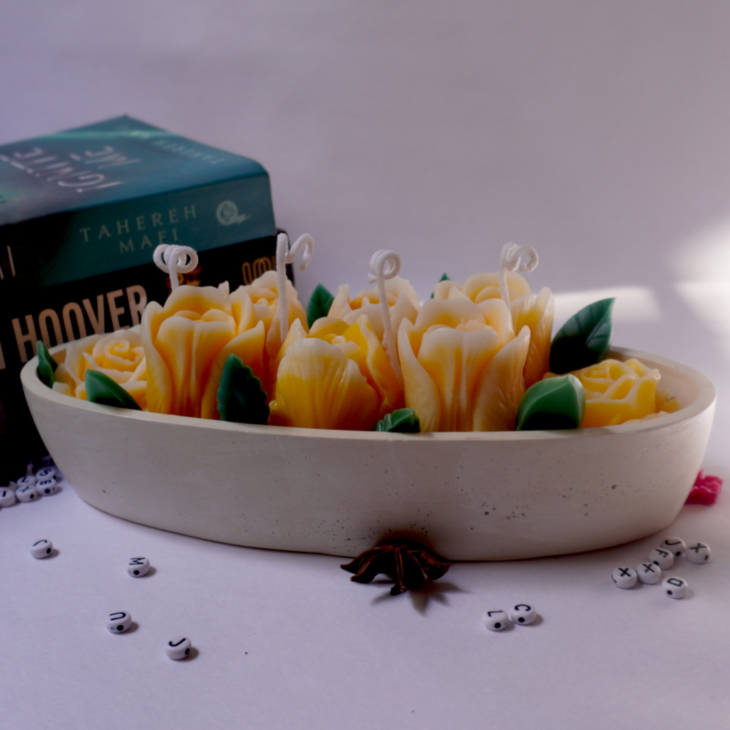 Yellow Tulip Boat Candle