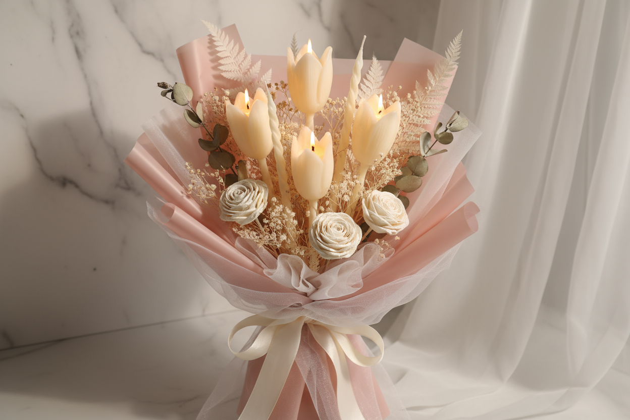 CANDLE FLOWER BOUQUET