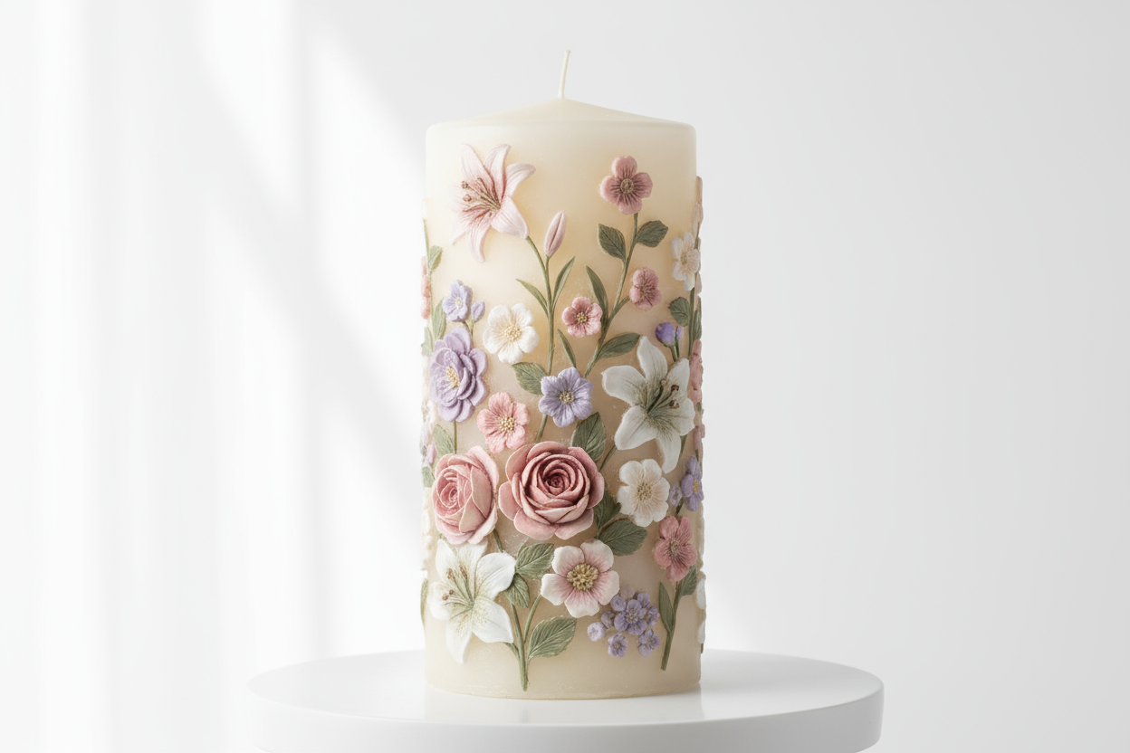 floral pillar candle